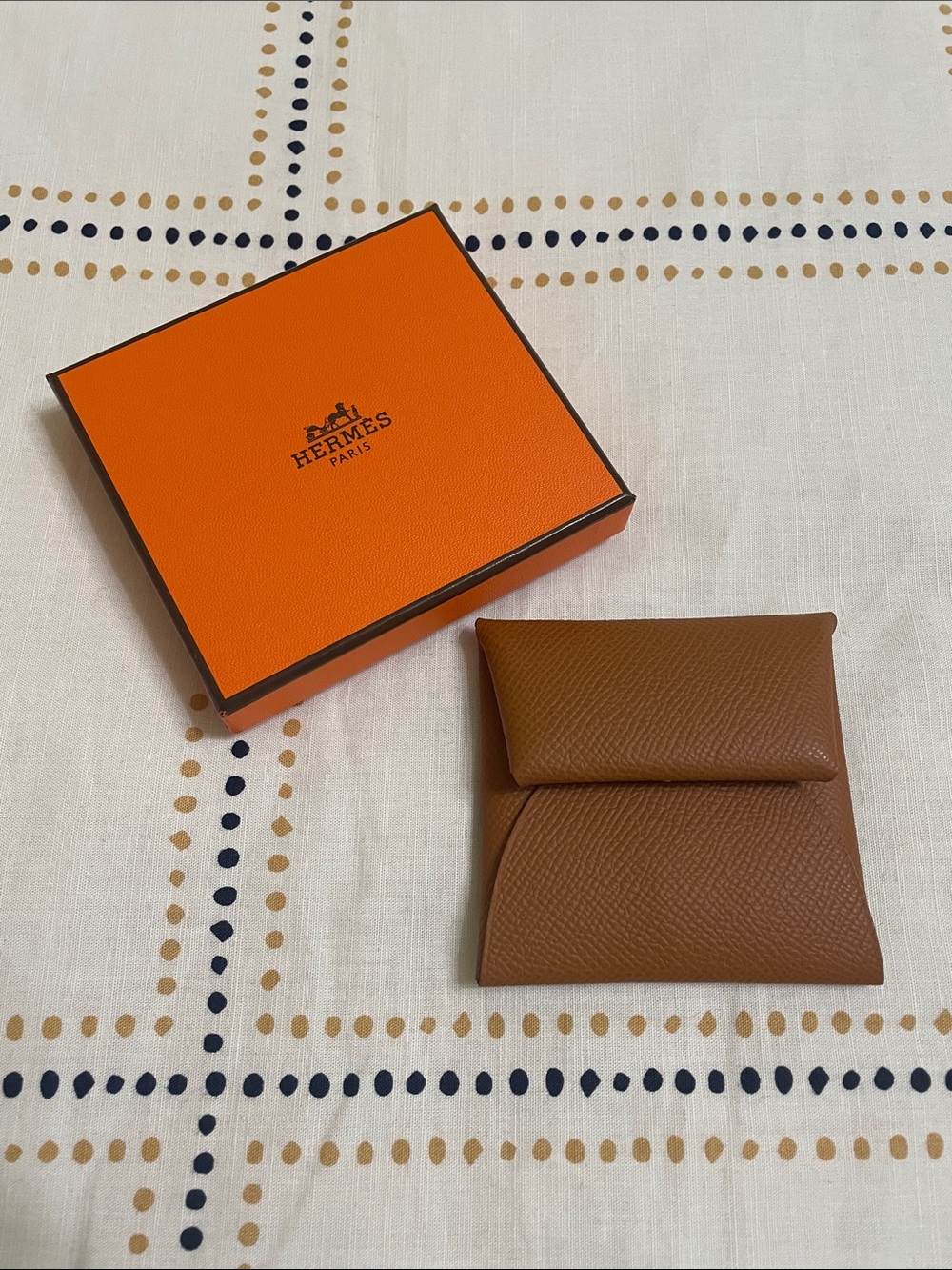 Hermes Gold Epsom leather Bastia coin pouch
